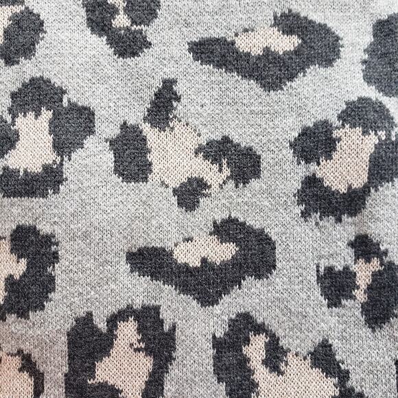 New Calvin Klein Large Open Front Cardigan Sweater Leopard Animal Print Gray L - Picture 6 of 7